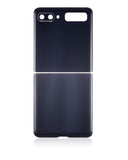 Replacement Top & Bottom Back Cover Glass With Camera Lens Compatible with Samsung Galaxy Z Flip 4G (F700) / Z Flip 5G (F707) (Aftermarket Plus) (Mirror Black)