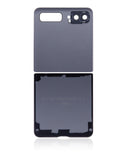 Replacement Top & Bottom Back Cover Glass With Camera Lens Compatible with Samsung Galaxy Z Flip 4G (F700) / Z Flip 5G (F707) (Aftermarket Plus) (Mirror Black)