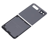 Replacement Top & Bottom Back Cover Glass With Camera Lens Compatible with Samsung Galaxy Z Flip 4G (F700) / Z Flip 5G (F707) (Aftermarket Plus) (Mirror Black)