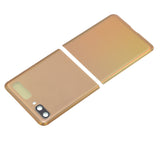 Replacement Top & Bottom Back Cover Glass With Camera Lens Compatible with Samsung Galaxy Z Flip 4G (F700) / Z Flip 5G (F707) (Aftermarket Plus) (Mirror Gold)