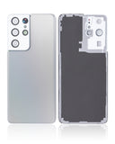 Replacement Back Cover Glass With Camera Lens Compatible with Samsung Galaxy S21 Ultra (No Logo) (Aftermarket Plus) (Phantom Silver)