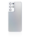 Replacement Back Cover Glass With Camera Lens Compatible with Samsung Galaxy S21 Ultra (No Logo) (Aftermarket Plus) (Phantom Silver)