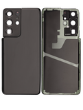 Replacement Back Cover Glass With Camera Lens Compatible with Samsung Galaxy S21 Ultra (No Logo) (Aftermarket Plus) (Phantom Black)