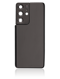 Replacement Back Cover Glass With Camera Lens Compatible with Samsung Galaxy S21 Ultra (No Logo) (Aftermarket Plus) (Phantom Black)