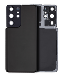 Replacement Back Cover Glass With Camera Lens Compatible with Samsung Galaxy S21 Ultra (No Logo) (Aftermarket Plus) (Phantom Black)