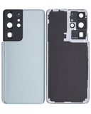 Replacement Back Cover Glass With Camera Lens Compatible with Samsung Galaxy S21 Ultra (No Logo) (Aftermarket Plus) (Phantom Titanium)