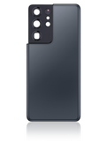 Replacement Back Cover Glass With Camera Lens Compatible with Samsung Galaxy S21 Ultra (No Logo) (Aftermarket Plus) (Phantom Navy)