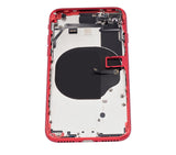Replacement Back Housing W/ Small Components Pre-Installed Compatible with Apple iPhone SE (2020) (No Logo) (Aftermarket Plus) (Red)