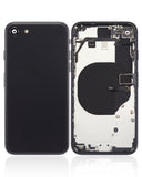 Replacement Back Housing W/ Small Components Pre-Installed Compatible with Apple iPhone SE (2020) (No Logo) (Aftermarket Plus) (Black)