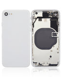 Replacement Back Housing W/ Small Components Pre-Installed Compatible with Apple iPhone SE (2020) (No Logo) (Aftermarket Plus) (White)