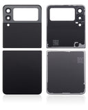 Replacement Top &amp; Bottom Back Cover Glass With Camera Lens Compatible with Samsung Galaxy Z Flip 3 5G (Aftermarket Plus) (Phantom Black)