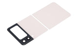 Replacement Top & Bottom Back Cover Glass With Camera Lens Compatible with Samsung Galaxy Z Flip 3 5G (Aftermarket Plus) (White)