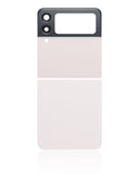 Replacement Top & Bottom Back Cover Glass With Camera Lens Compatible with Samsung Galaxy Z Flip 3 5G (Aftermarket Plus) (White)