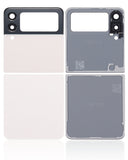 Replacement Top & Bottom Back Cover Glass With Camera Lens Compatible with Samsung Galaxy Z Flip 3 5G (Aftermarket Plus) (White)
