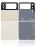 Replacement Top & Bottom Back Cover Glass With Camera Lens Compatible with Samsung Galaxy Z Flip 3 5G (Aftermarket Plus) (Cream)
