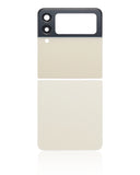 Replacement Top & Bottom Back Cover Glass With Camera Lens Compatible with Samsung Galaxy Z Flip 3 5G (Aftermarket Plus) (Cream)