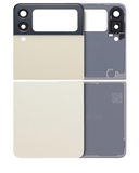 Replacement Top & Bottom Back Cover Glass With Camera Lens Compatible with Samsung Galaxy Z Flip 3 5G (Aftermarket Plus) (Cream)