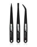 Anti-Static Heat Resistant Flat Pointed Curved Tweezers 3 Piece Set (JM-T11) (Jakemy) Compatible with Jakemy