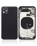 Replacement Back Housing W/ Small Components Pre-Installed Compatible with Apple iPhone 11 (No Logo) (Aftermarket Plus) (Black)