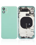 Replacement Back Housing W/ Small Components Pre-Installed Compatible with Apple iPhone 11 (No Logo) (Aftermarket Plus) (Green)