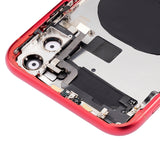 Replacement Back Housing W/ Small Components Pre-Installed Compatible with Apple iPhone 11 (No Logo) (Aftermarket Plus) (Red)