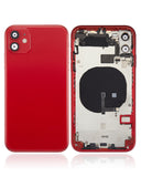 Replacement Back Housing W/ Small Components Pre-Installed Compatible with Apple iPhone 11 (No Logo) (Aftermarket Plus) (Red)