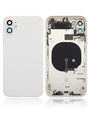 Replacement Back Housing W/ Small Components Pre-Installed Compatible with Apple iPhone 11 (No Logo) (Aftermarket Plus) (White)