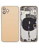 Replacement Back Housing W/ Small Components Pre-Installed Compatible with Apple iPhone 11 Pro (No Logo) (Aftermarket Plus) (Gold)