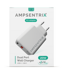 2 Plug - 20W USB Type C And USB Type A Wall Power Adapter (AmpSentrix) (220V Euro) Compatible with Ampsentrix