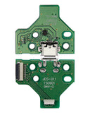 Replacement Micro USB Charging Port Board With 12-Pin Flex Cable Compatible with Sony (Game Console Parts) PlayStation 4 Controllers (Version 2: JDS-011)