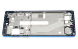 Replacement Mid-Frame Housing Compatible with Motorola Edge 20 Pro (XT2153-1 / 2021) (Blue Vegan Leather)