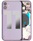 Replacement Back Housing W/ Small Components Pre-Installed Compatible with Apple iPhone 11 (Used OEM Pull: Grade C) (Purple)