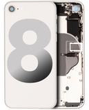 Replacement Back Housing W/ Small Components Pre-Installed Compatible with Apple iPhone 8 (Used OEM Pull: Grade C) (Silver)