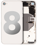 Replacement Back Housing W/ Small Components Pre-Installed Compatible with Apple iPhone 8 (Used OEM Pull: Grade B) (Silver)