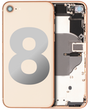 Replacement Back Housing W/ Small Components Pre-Installed Compatible with Apple iPhone 8 (Used OEM Pull: Grade B) (Gold)