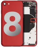 Replacement Back Housing W/ Small Components Pre-Installed Compatible with Apple iPhone 8 (Used OEM Pull: Grade A) (Red)