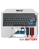Replacement Top Case With Keyboard & Battery Compatible with Apple MacBook Pro 13" A1989 (2018-2019) (UK Keyboard) (Used OEM Pull: Grade New) (Silver)