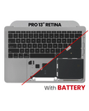 Replacement Top Case Assembly With Battery And Keyboard Compatible with Apple MacBook Pro 13" A1708 (2016) (US Keyboard) (Used OEM Pull: Cosmetic Grade: A) (Space Gray)