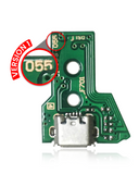Replacement Micro USB Charging Port Board With 12-Pin Flex Cable Compatible with Sony (Game Console Parts) PlayStation 4 Controllers (Version 1: JDS-050 / JDS-055)