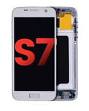 Replacement OLED Assembly With Frame Compatible with Samsung Galaxy S7 (All US Models) (Aftermarket Plus) (Silver Titanium)