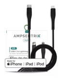 Replacement 3 ft MFI Lightning To USB Type C Cable (AmpSentrix) (Alpha) (Black) Compatible with Apple