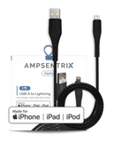 Replacement 3 ft MFI Lightning To USB Type A Cable (AmpSentrix) (Alpha) (Black) Compatible with Apple