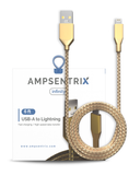 Replacement 6 ft Non-MFI USB Type A To Lightning Cable (AmpSentrix) (Infinity) (Gold) Compatible with Ampsentrix