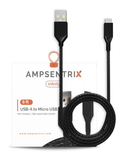 Replacement 6 ft Micro USB To USB Type A Cable (AmpSentrix) (Infinity) (Black) Compatible with Ampsentrix