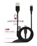 Replacement 6 ft USB Type C To USB Type A Cable (AmpSentrix) (Infinity) (Black) Compatible with Ampsentrix