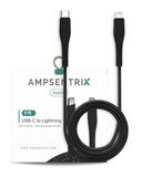 Replacement 6 ft Non-MFI USB Type C To Lightning Cable (AmpSentrix) (Matrix) (Black) Compatible with Ampsentrix