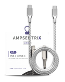 Replacement 6 ft USB Type C To USB Type C Cable (AmpSentrix) (Infinity) (Silver) Compatible with Ampsentrix