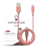 Replacement 6 ft USB Type C To USB Type A Cable (AmpSentrix) (Infinity) (Pink) Compatible with Ampsentrix