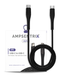 Replacement 6 ft USB Type C To USB Type C Cable (AmpSentrix) (Alpha) (Black) Compatible with Ampsentrix