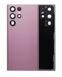 Replacement Back Cover Glass With Camera Lens Compatible with Samsung Galaxy S22 Ultra 5G (No Logo) (Aftermarket Plus) (Burgundy)